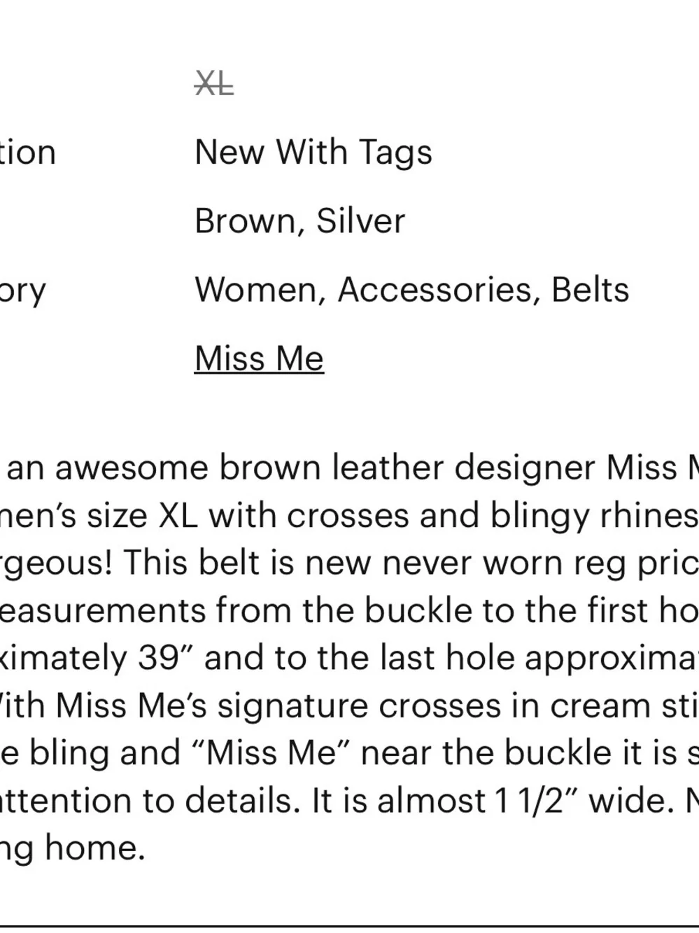 MISS ME: “Do You Miss Me” Embroidered Leather Studded Belt NWT